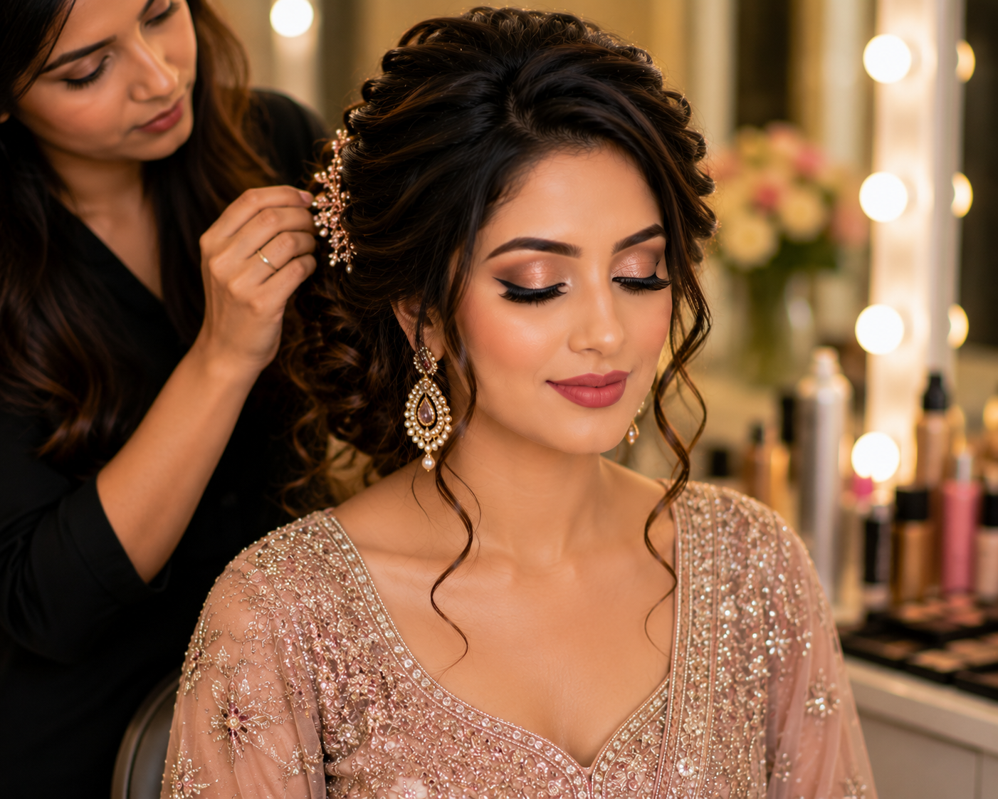 Makeup and hair styling
